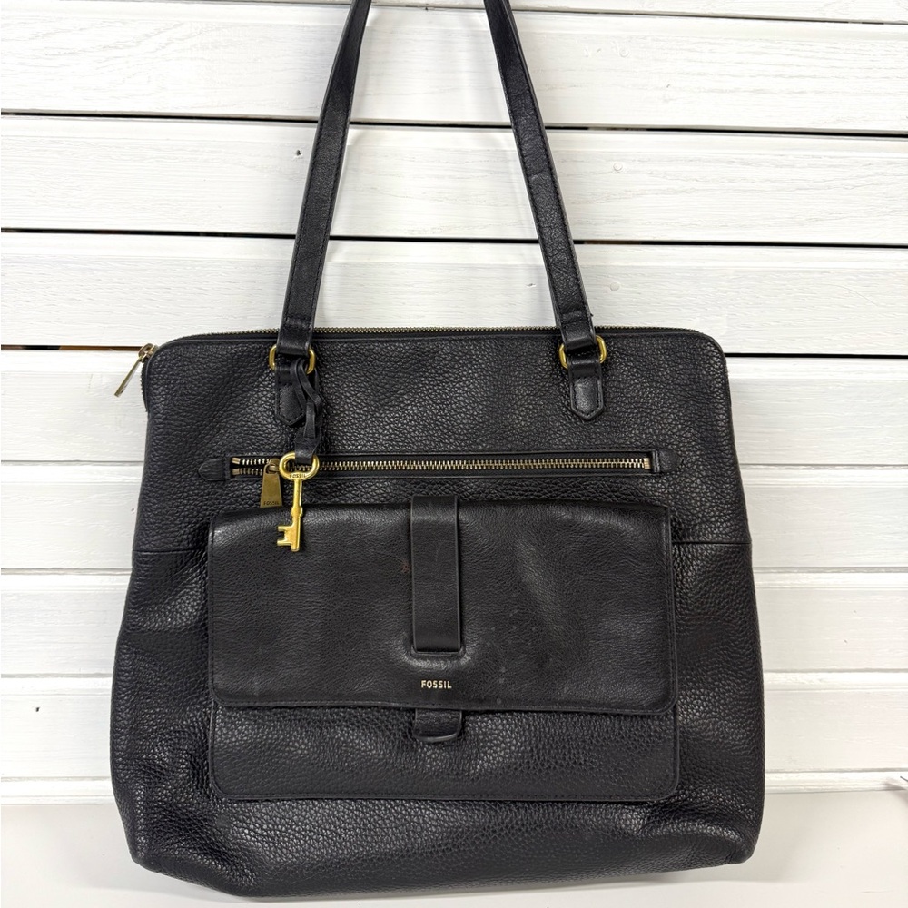 Fossil | Black Leather Tote Bag